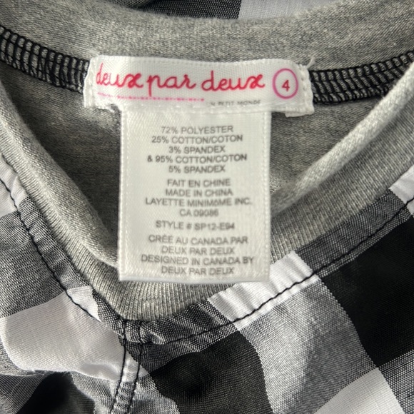 Deux par Deux black & white checked Girls Dress Size 4 - Picture 7 of 8